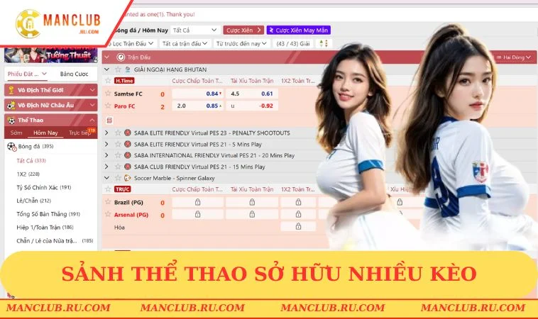 manclub the thao Sảnh Thể Thao sở hữu nhiều kèo hấp dẫn