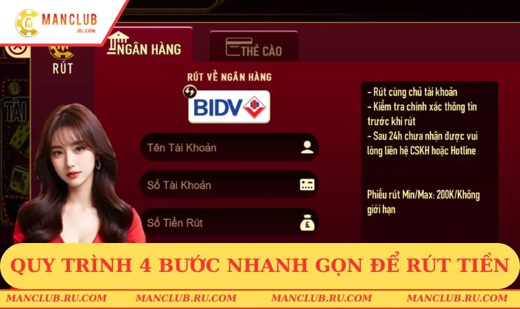 rut tien manclub quy trinh Quy trình 4 bước nhanh gọn để rút tiền MANCLUB